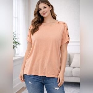 Orange button accent blouse boutique